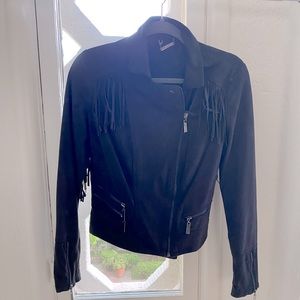 Fringe faux suede black jacket